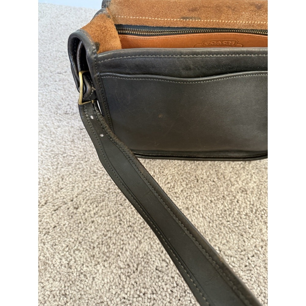 RARE Coach NYC Vintage Full-Grain Leather Messenger Crossbody Saddle Brown Flap - Picture 4 of 12